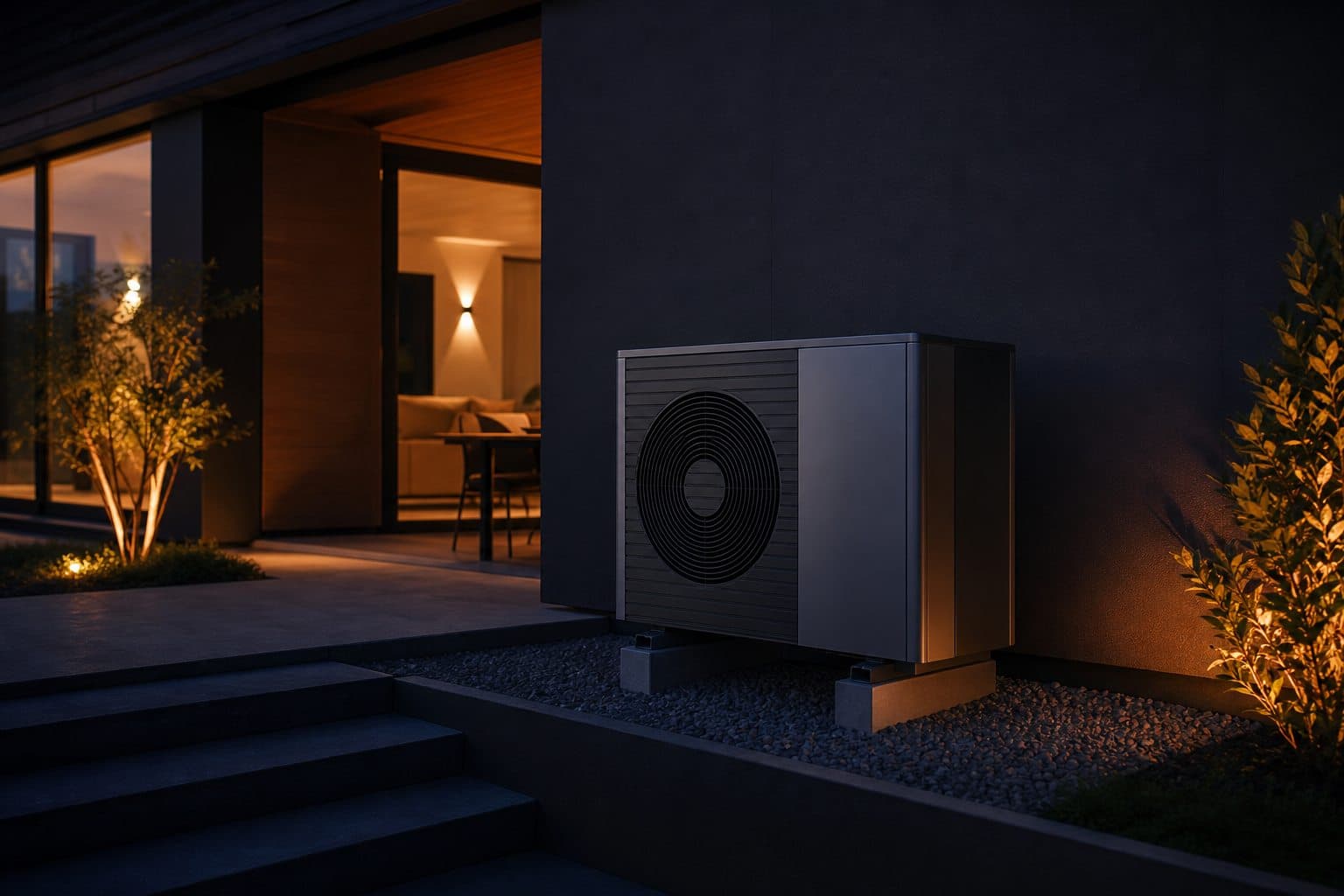 Pompe à chaleur moderne installée dans une habitation contemporaine par Nova Light